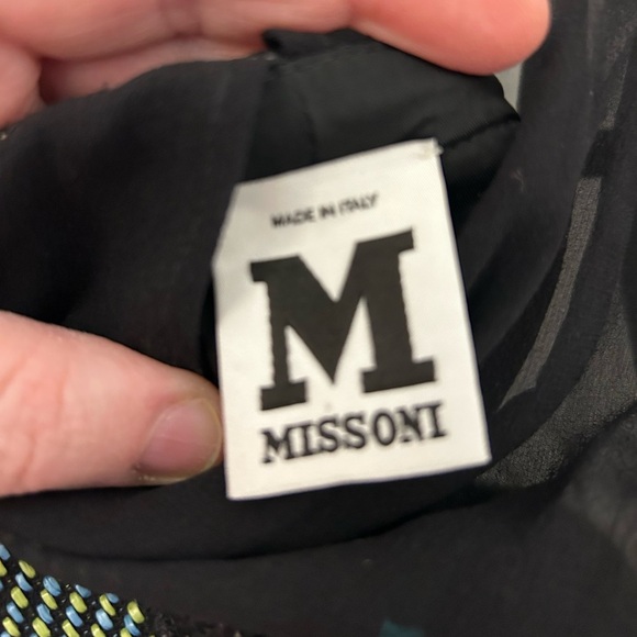 Missoni Teal and Black Dress with Black Illusion Neckline, Sz S - Picture 5 of 8